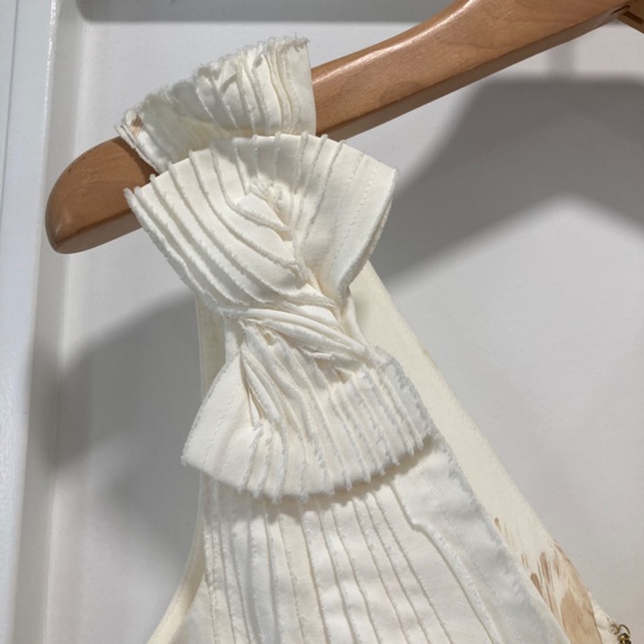 BCBG MaxAzria White Cotton V-Neck Bow Fitted Top Size XXS - Picture 5 of 13